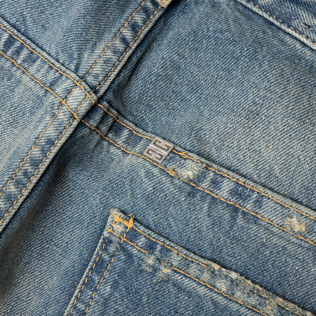 Unpicked Hem Straight Fit Pant - Medium Blue - Image 5