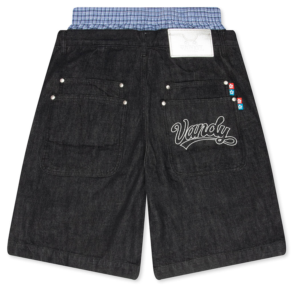 Script Logo Boxer Denim Shorts - Dark Blue - Image 2