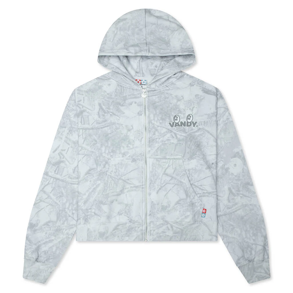 Snow Camo Eye Logo Zip-Up Hoodie - Washed White