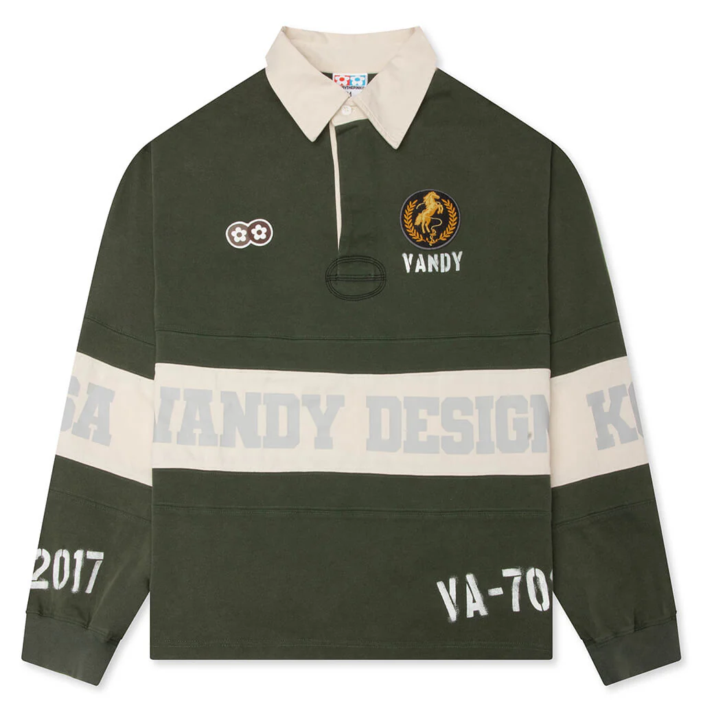 Vintage Washed L/S Rugby - Green