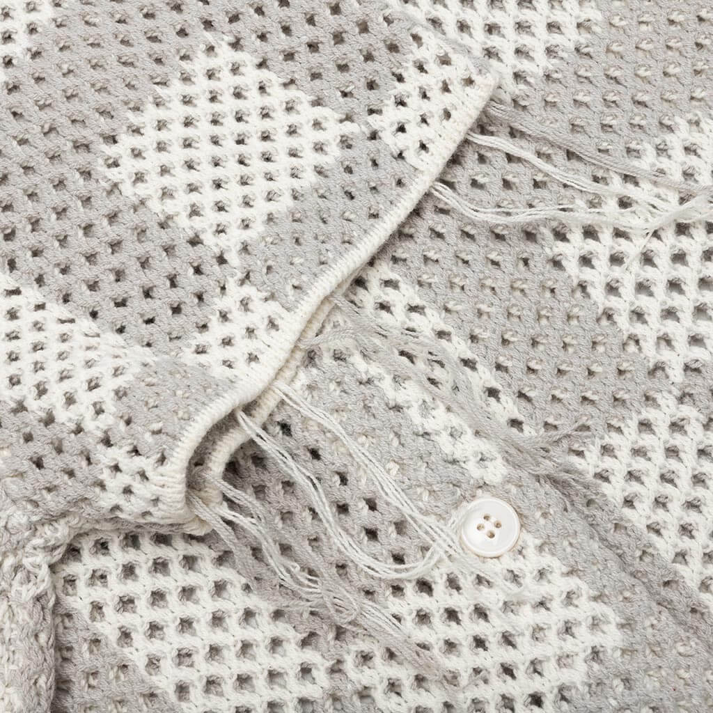 Crochet S/S Button Down - Stone - Image 4