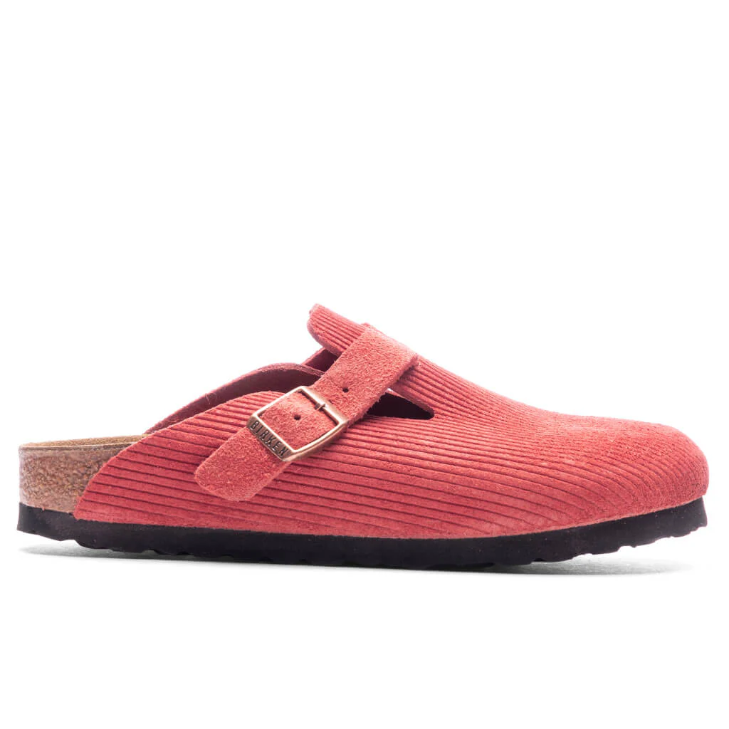 Women's Narrow Boston Suede Embossed - Sienna Red