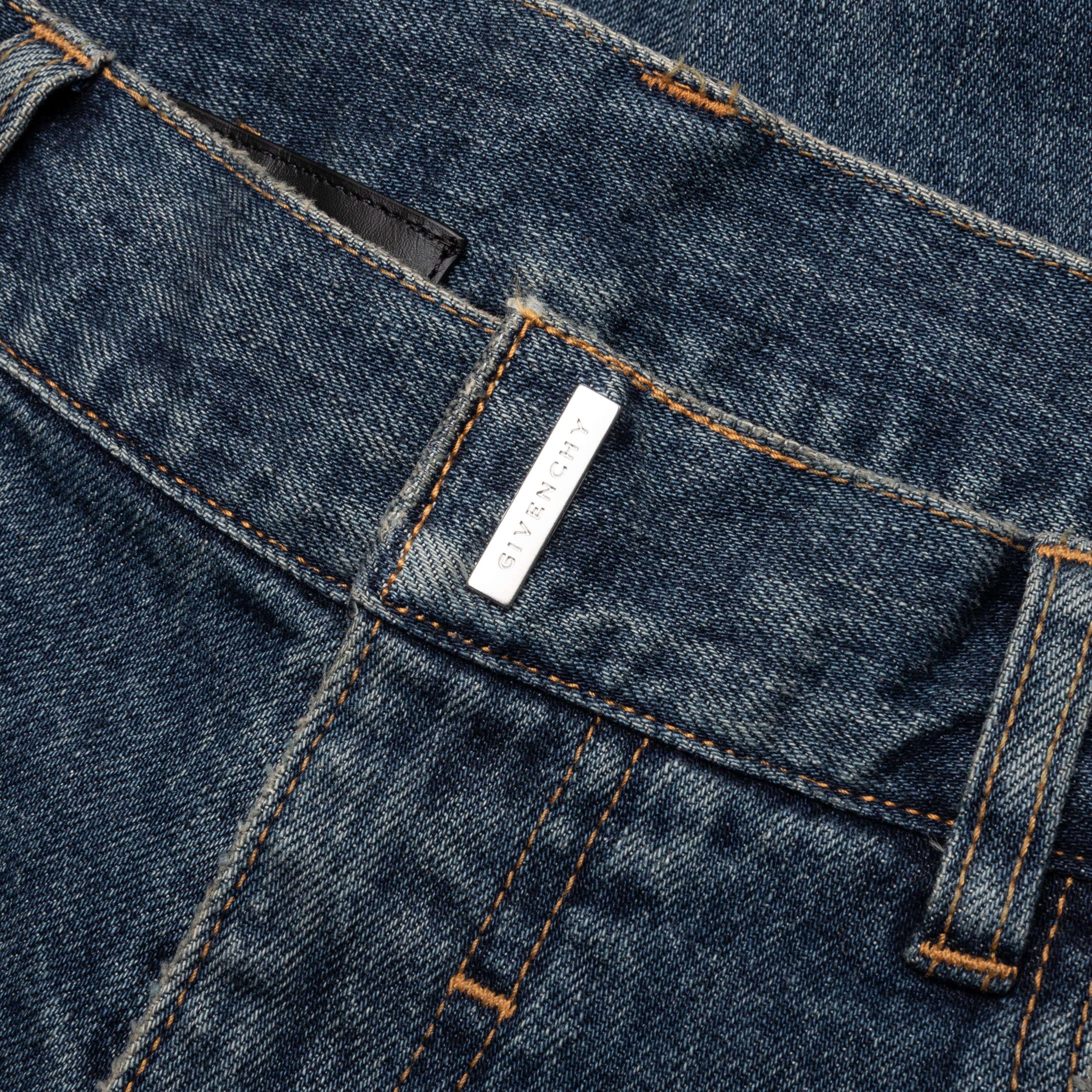 Distressed Denim Trousers - Indigo Blue - Image 3