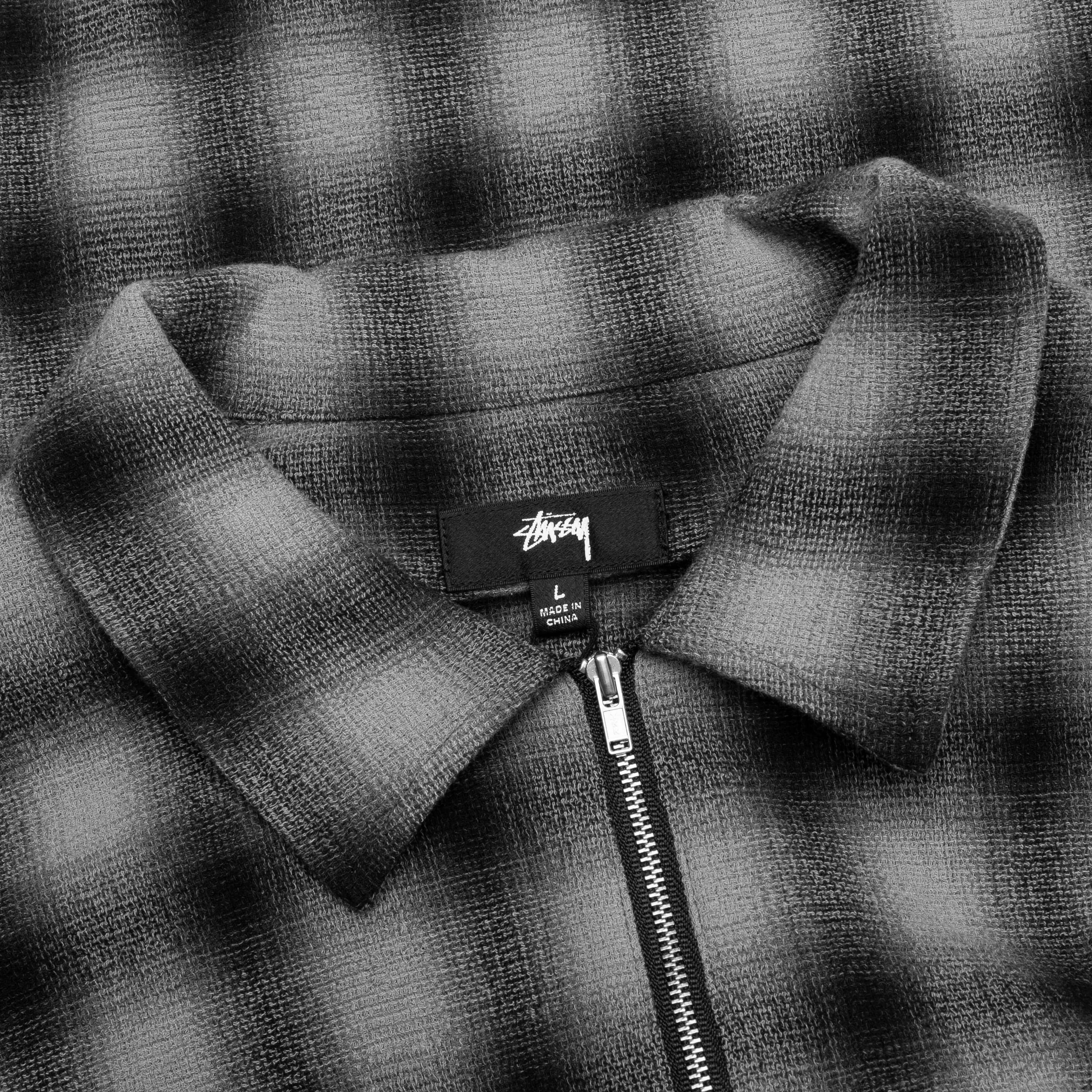 Zip Shirt Twisted Yarn Plaid - Charcoal - Image 3